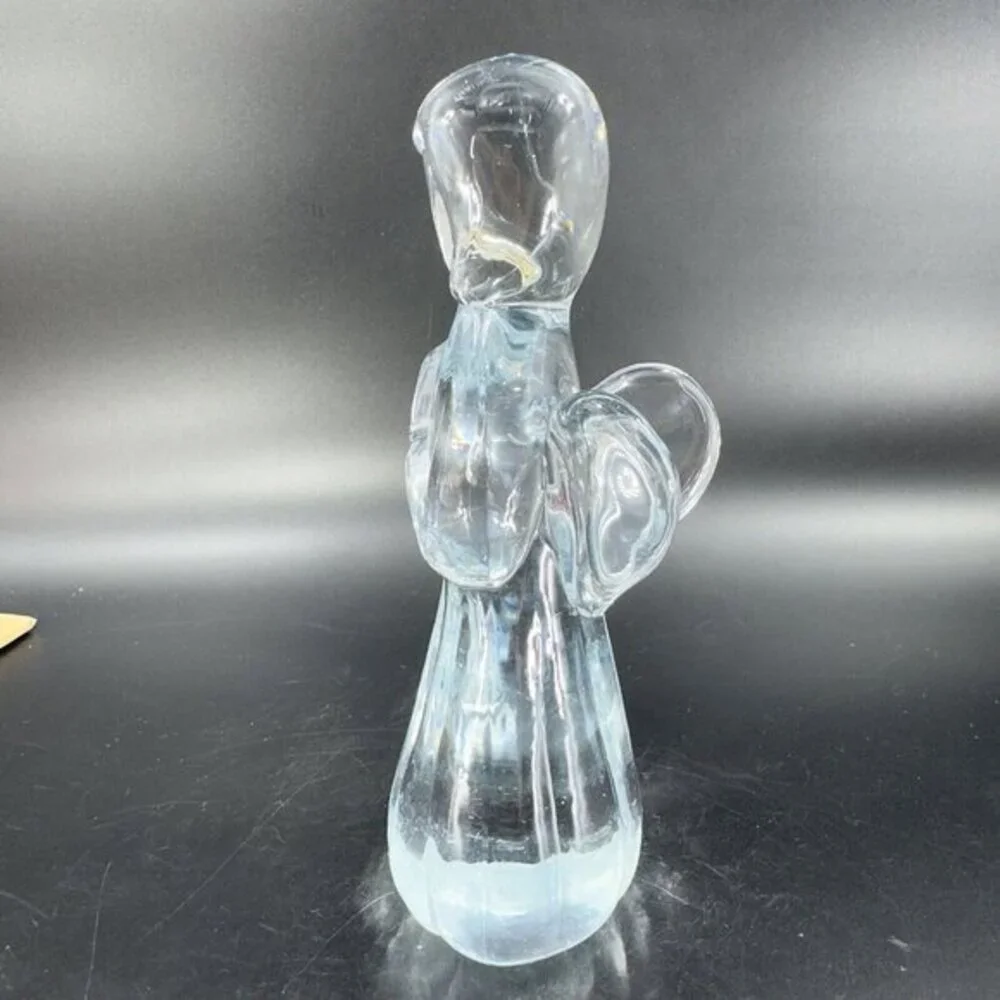 Vintage Clear Art Glass Praying Angel Figurine Paperweight Sculpture Glass VTG‎